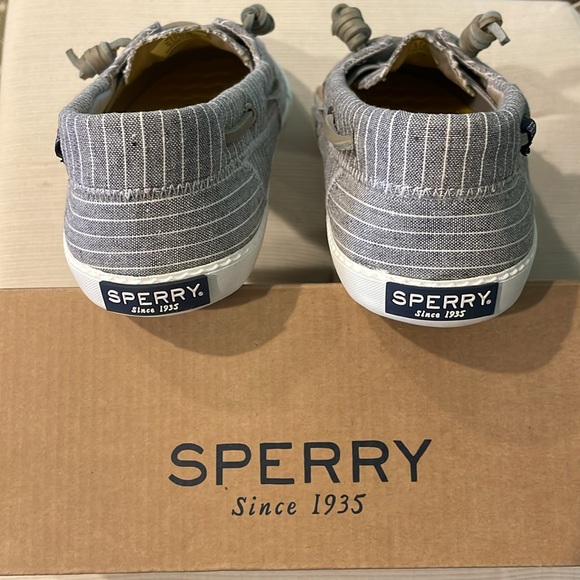 Sperry Gray and White Striped Loafers - Picture 3 of 5